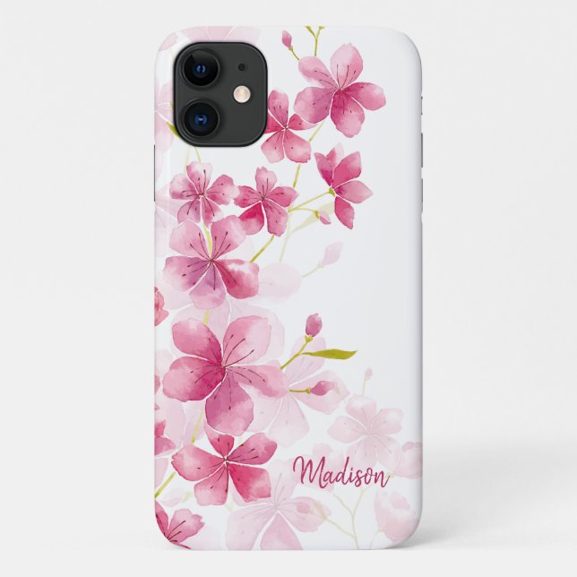 Individuelle Name| Modernes Blumenmuster Case-Mate iPhone Hülle (Rückseite)