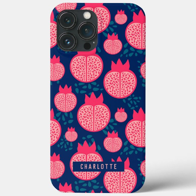 Individuelle Name Modernes Granatapfelmuster Case-Mate iPhone Hülle (Rückseite)