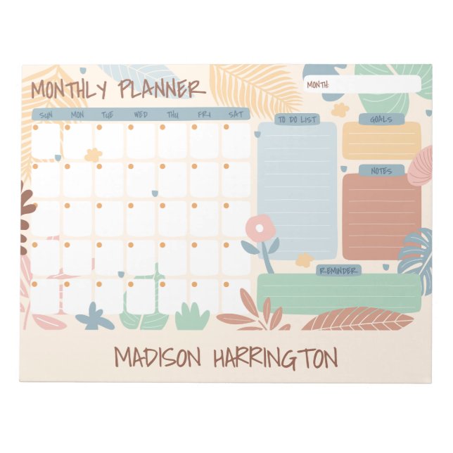 Individuelle Name Monatsplaner Notizblock (Vorderseite)