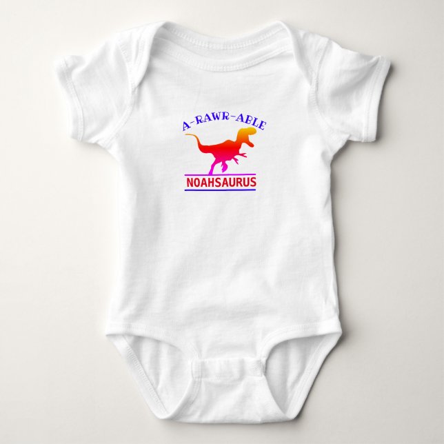 Individuelle Name Monogram Adorable Dinosaurier Baby Strampler (Vorderseite)