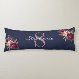 Individuelle Name Monogram Blue Burgundy Pink Flor Seitenschläferkissen