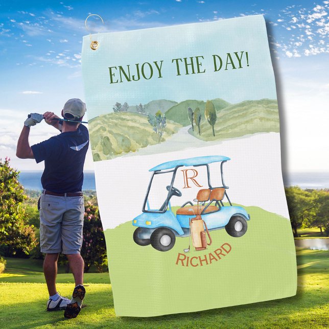 Individuelle Name Monogram Cart Clubs Golfhandtuch (Von Creator hochgeladen)