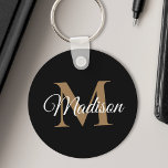 Individuelle Name Monogram Handwriting Script Blac Schlüsselanhänger<br><div class="desc">Erstellen Sie Ihren eigenen personalisierten schwarzen runden Schlüsselanhänger mit Ihrem benutzerdefinierten,  handgeschriebenen Skriptnamen und Monogramm.</div>