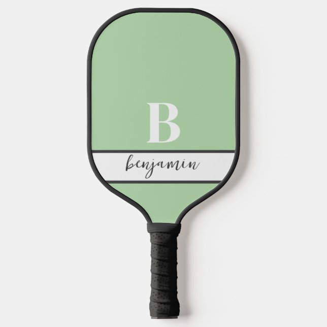 Individuelle Name Monogram Light Green Pickleball  Schläger (Vorderseite)