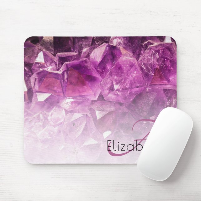 Individuelle Name Monogram Lila Ombre Crystals Mousepad (Mit Mouse)