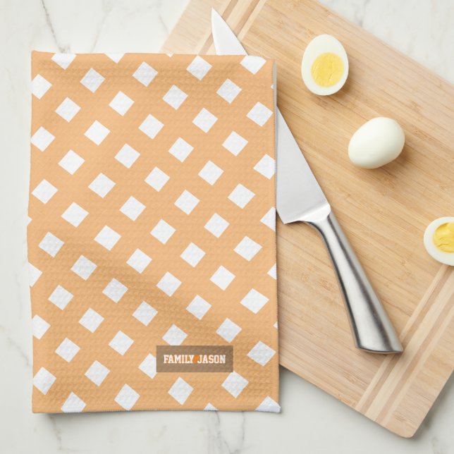 Individuelle Name monogram, modern orange Geschirrtuch (Viertel Falte)