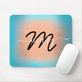 Individuelle Name Monogram Ombre Blue Rose Mousepad