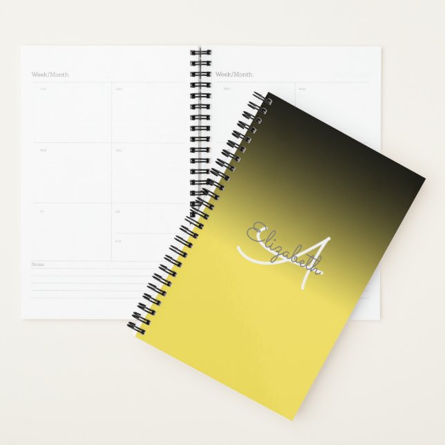 Individuelle Name Monogram Pastel Yellow Ombre Pla Planer (Anzeige)