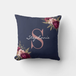 Individuelle Name Monogram Pink Burgundy Gold Flor Kissen