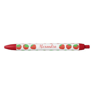 Individuelle Name Monogram Red Strawberry Kugelschreiber