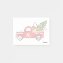 Individuelle Name Monogram Red Vintag Truck Weihna