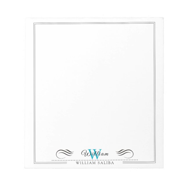 Individuelle Name & Monogramm 5,5" x 6" Notepad -  Notizblock (Vorderseite)