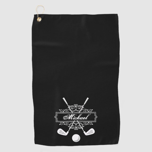 Individuelle Name Monogramm FEHLENDE Typografie Golfhandtuch (Vorderseite)