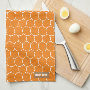 Individuelle Name-Monogramm-Kreis abstrakt orange Geschirrtuch