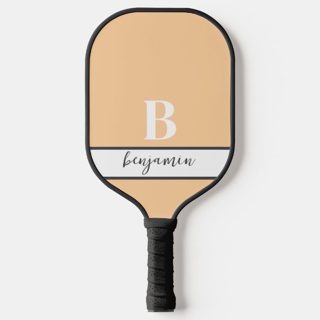 Individuelle Name-Monogramm-Lichtpfirsichpaddel Pickleball Schläger (Vorderseite)