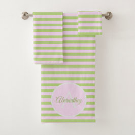 individuelle Name Monogramm Pastellfarben Rosa Badhandtuch Set