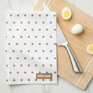 Individuelle Name-Monogramm-Polka-Punkte Weißbraun Geschirrtuch