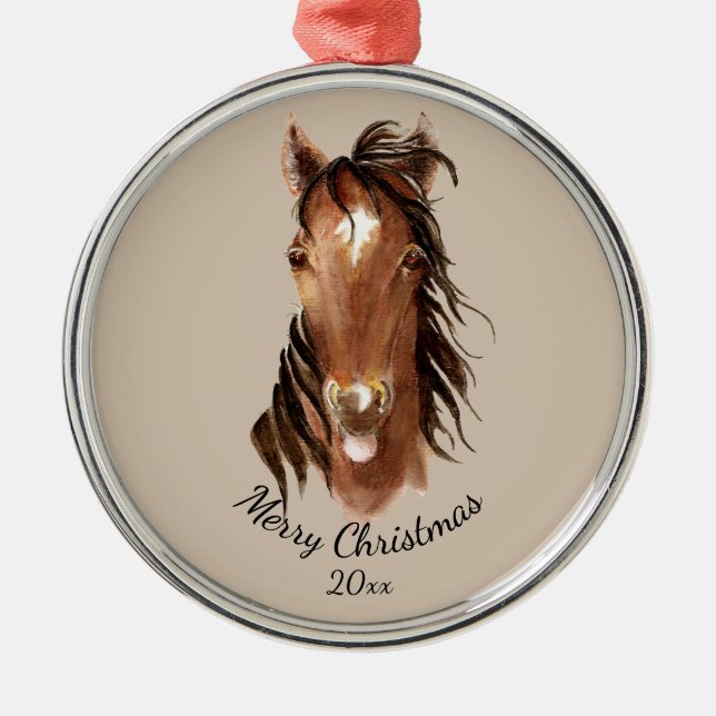 Individuelle Name, Monogramm, Textfarbpferd Ornament Aus Metall (Vorne)