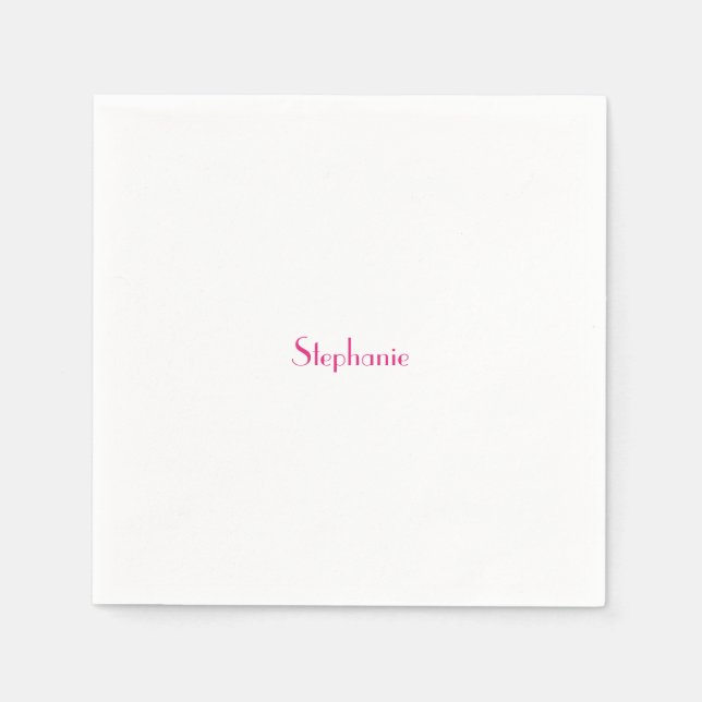 Individuelle Name Monogramm Vorlage Rosa Weiß 2023 Serviette (Vorderseite)