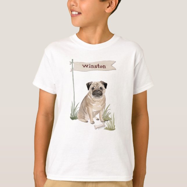 Individuelle Name Mops Haustier T-Shirt (Vorderseite)