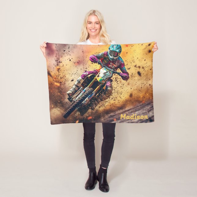 Individuelle Name Motocross Fleecedecke (Beispiel)