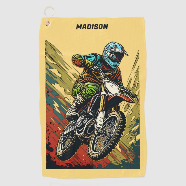 Individuelle Name Motocross Golfhandtuch (Vorderseite)