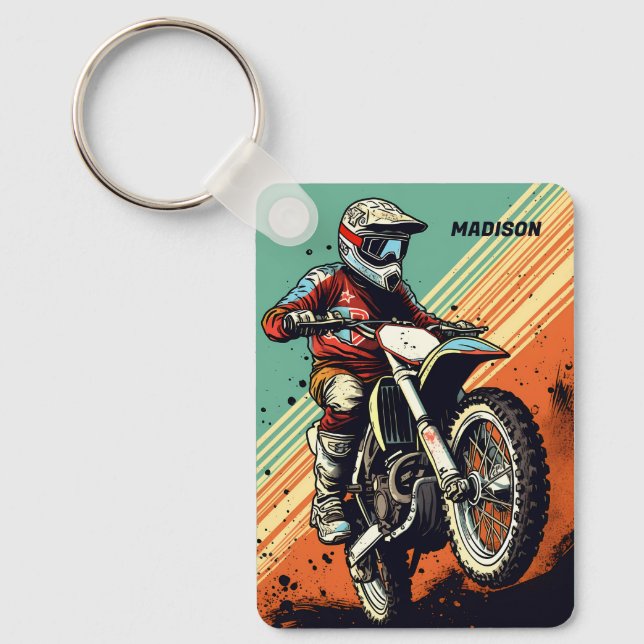 Individuelle Name Motocross Schlüsselanhänger (Vorderseite)