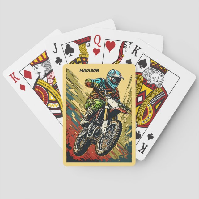 Individuelle Name Motocross Spielkarten (Rückseite)