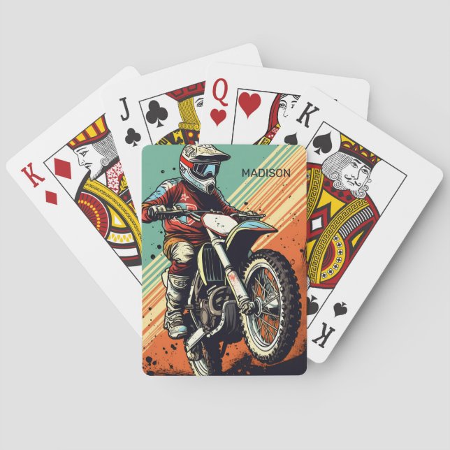 Individuelle Name Motocross Spielkarten (Rückseite)