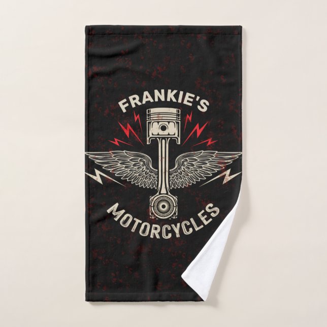 Individuelle Name Motorrad Piston Wings Biker Gara Handtuch (Handtuch)
