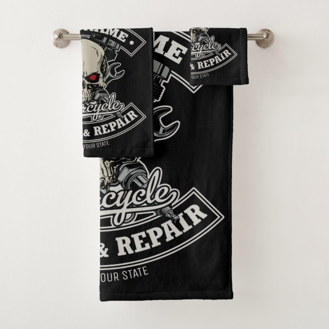 Individuelle Name-Motorradgarage Badhandtuch Set (Insitu)
