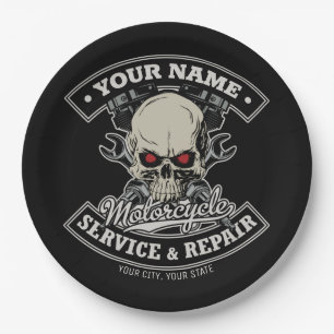Individuelle Name-Motorradgarage Pappteller