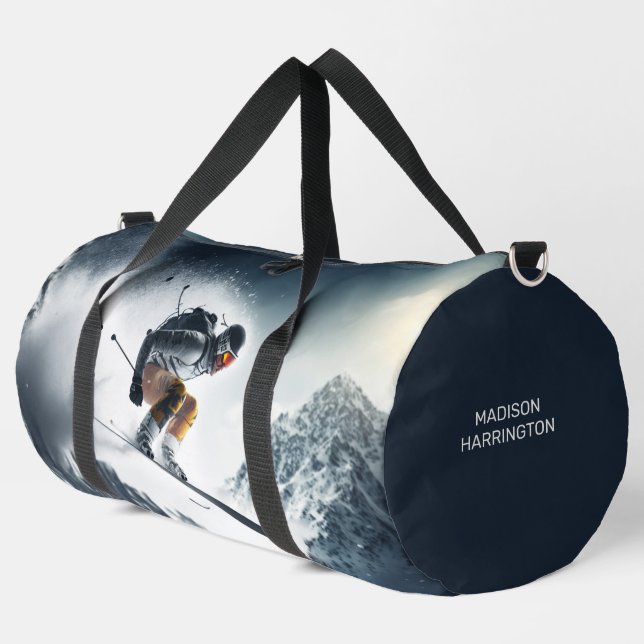 Individuelle Name Mountain Skier Duffle Bag (Linke Ecke)