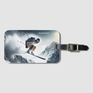 Individuelle Name Mountain Skier Gepäckanhänger