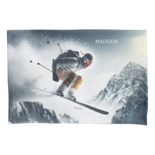 Individuelle Name Mountain Skier Kissenbezug