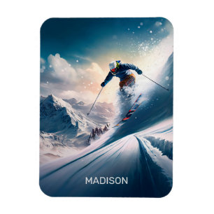 Individuelle Name Mountain Skier Magnet
