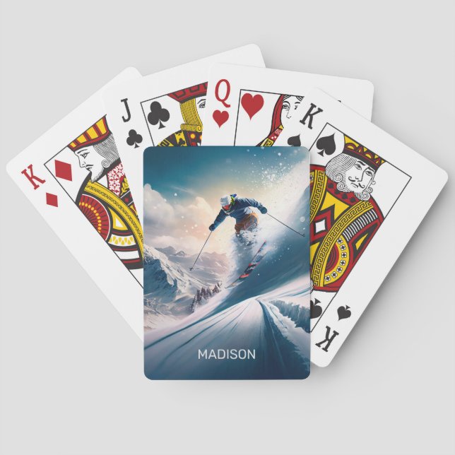 Individuelle Name Mountain Skier Spielkarten (Rückseite)