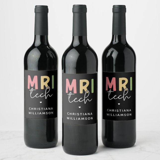 Individuelle Name MRI Tech | Geschenke von MRT-Tec Weinetikett (Flaschen)