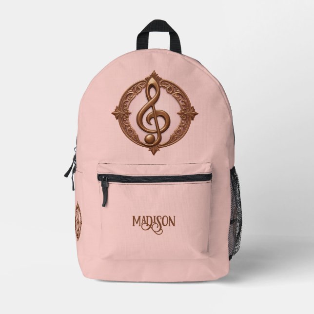 Individuelle Name Musical Clef Hinweis Bedruckter Rucksack (Vorderseite)