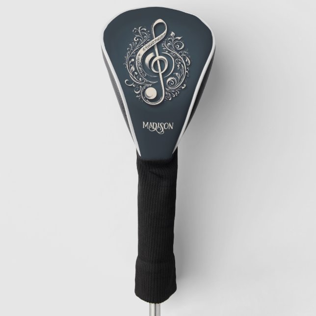 Individuelle Name Musical Clef Hinweis Golf Headcover (Vorderseite)