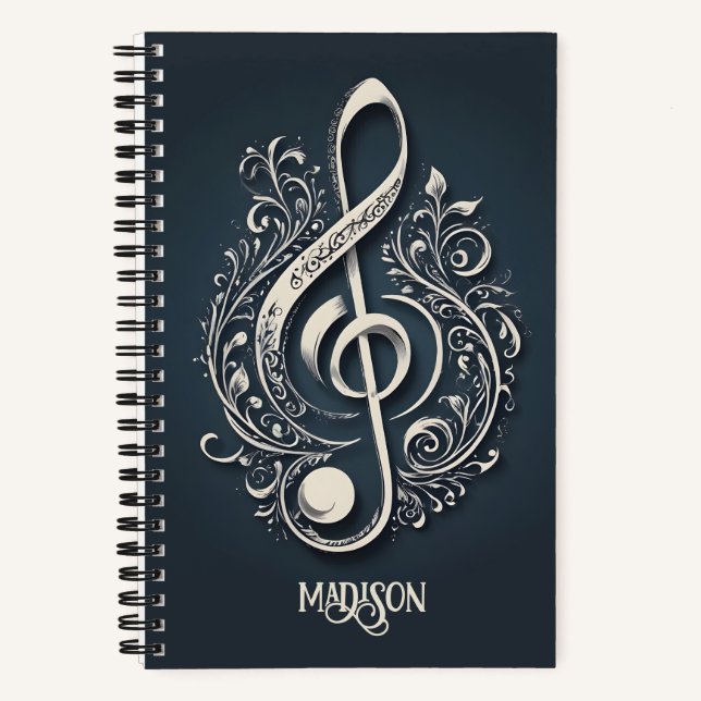 Individuelle Name Musical Clef Hinweis Notizbuch (Vorderseite)