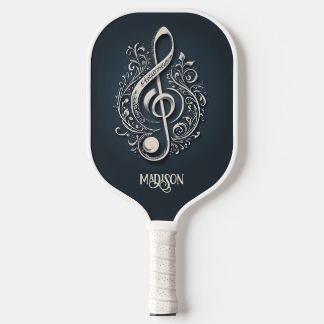 Individuelle Name Musical Clef Hinweis Pickleball Schläger (Vorderseite)