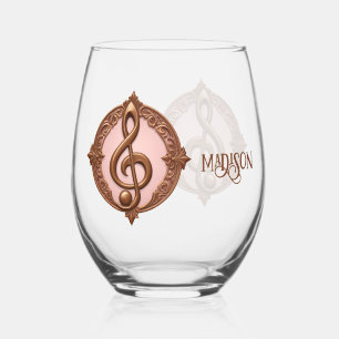 Individuelle Name Musical Clef Hinweis Weinglas Ohne Stiel