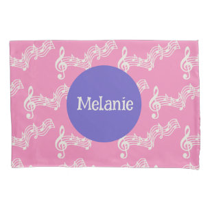 Individuelle Name Musical Notes Girly Pink Pillowc Kissenbezug
