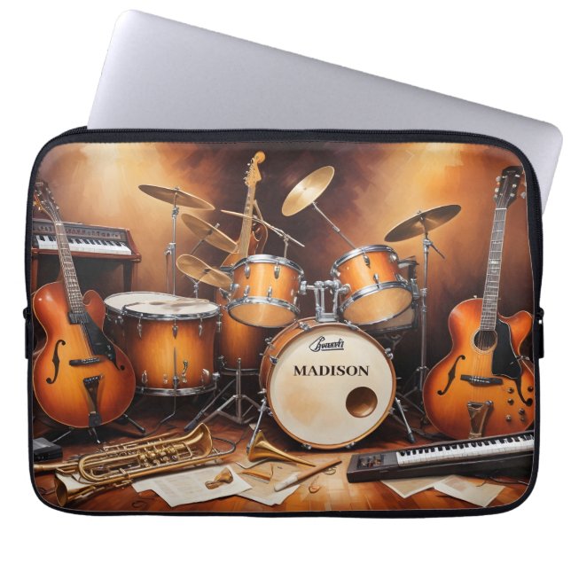 Individuelle Name Musikinstrumente Laptopschutzhülle (Vorderseite)