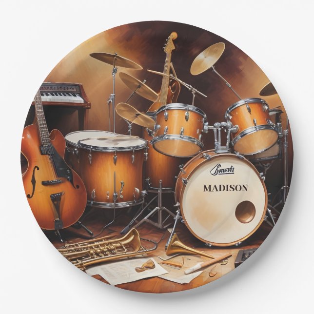 Individuelle Name Musikinstrumente Pappteller (Vorderseite)