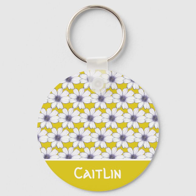 Individuelle Name Mustard Blume Tastenfeld Schlüsselanhänger (Vorderseite)