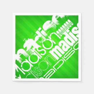 Individuelle Name Muster auf Neon Green Stripes Serviette
