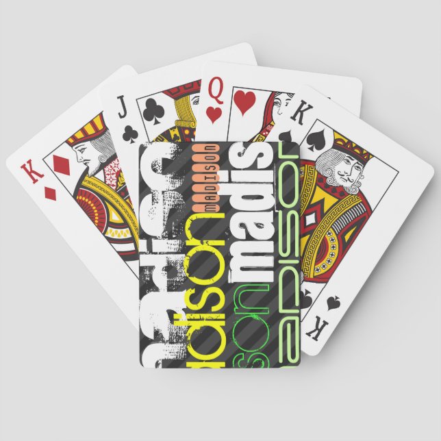 Individuelle Name Muster auf schwarzen und grauen  Spielkarten (Rückseite)