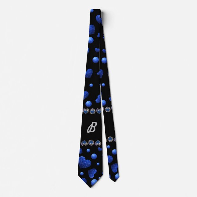 Individuelle Name, Muster des blauen Herzens Glitz Krawatte (Vorderseite)